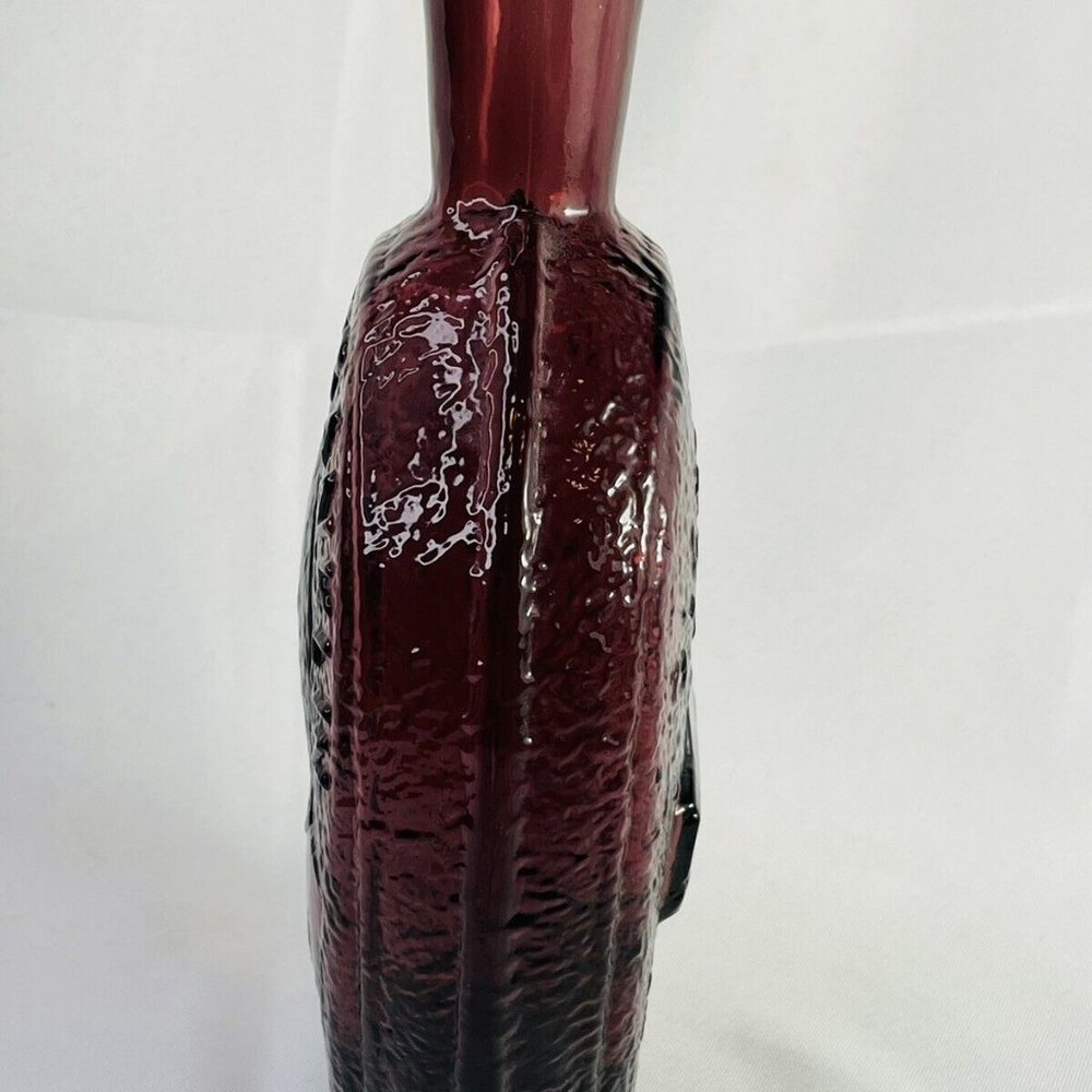 Vintage Red Carnival M Bottle Benjamin Franklin Bi Wheaton Glass Works Vase - Picture 5 of 12